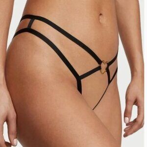 Victoria's Secret Very Sexy Crotchless Thong Large New Women Black Panty VS